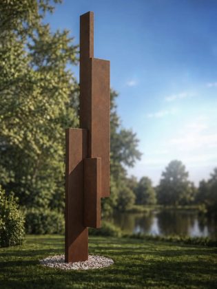 Impression in park, Cor-Ten steel, 3.20 m , 2026 · Visualisations · Eric Lugtigheid
